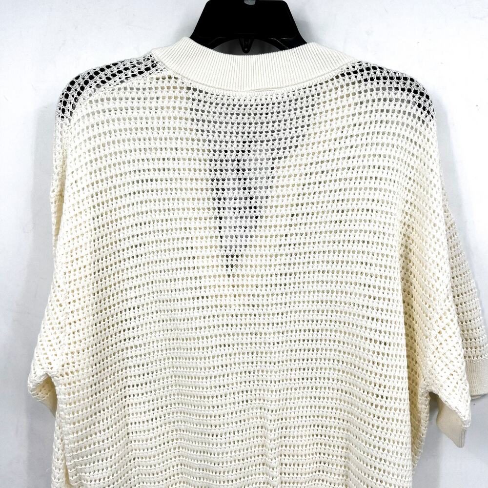 VARLEY Women's Callie Mesh Knit Top Large Beige Egret Short Sleeve NWT - Picture 8 of 13